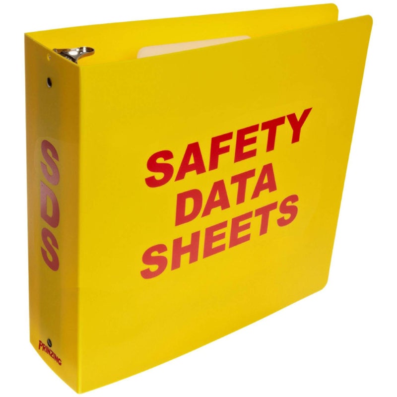 Brady 2025 3" Diameter Rings, Polyethylene, Red On Yellow Color Standard MSDS Binder, Legend "Material Safety Data Sheets"